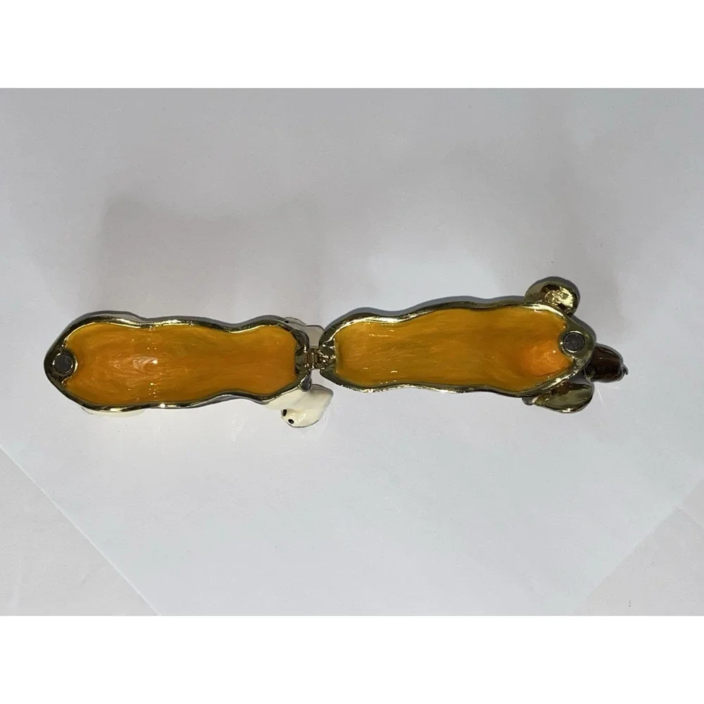 Basset‎ Hound Dog Trinket Box Enamel Crystal Hinged Lid Jeweled Collection